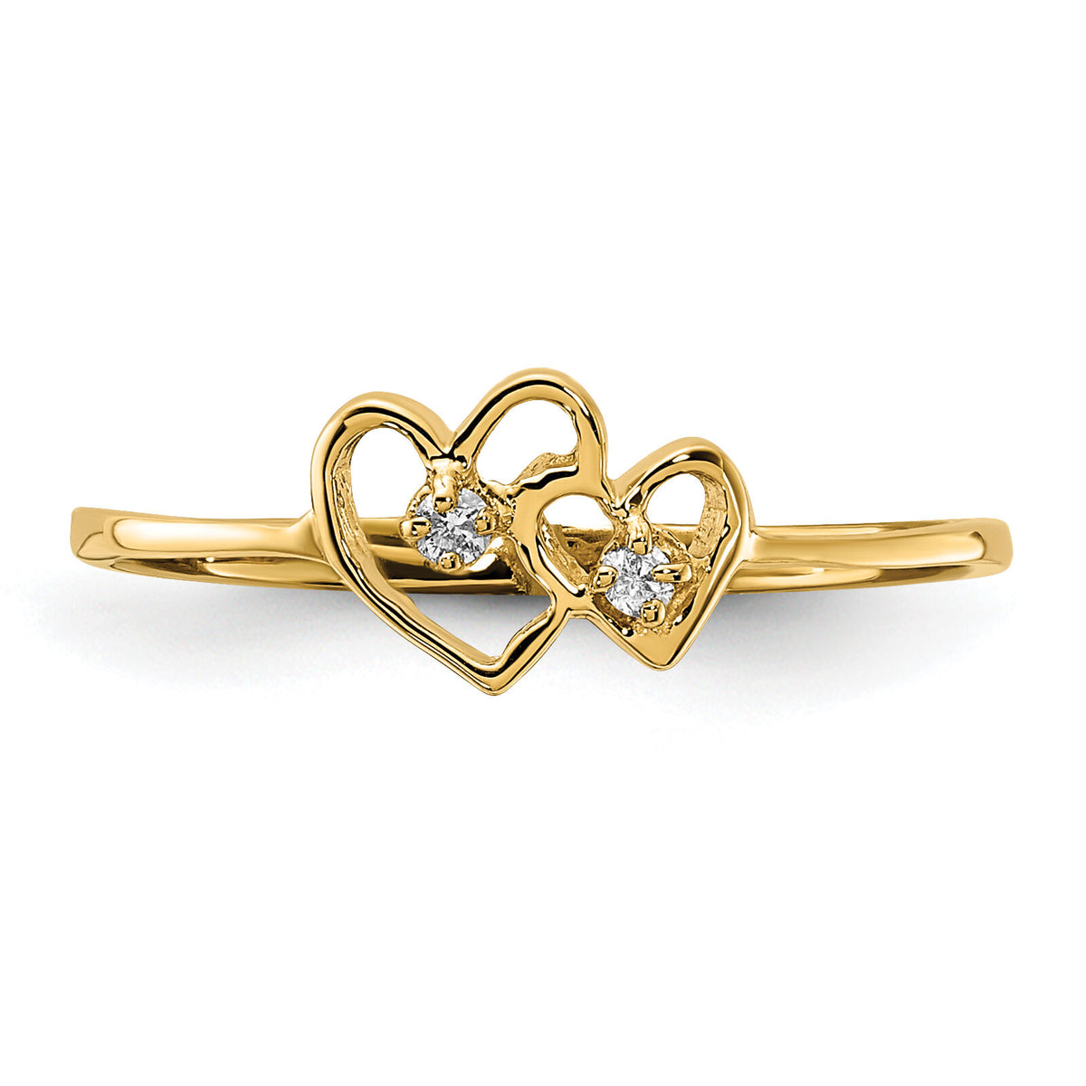 14k Polished AA Diamond heart ring-X9552AA