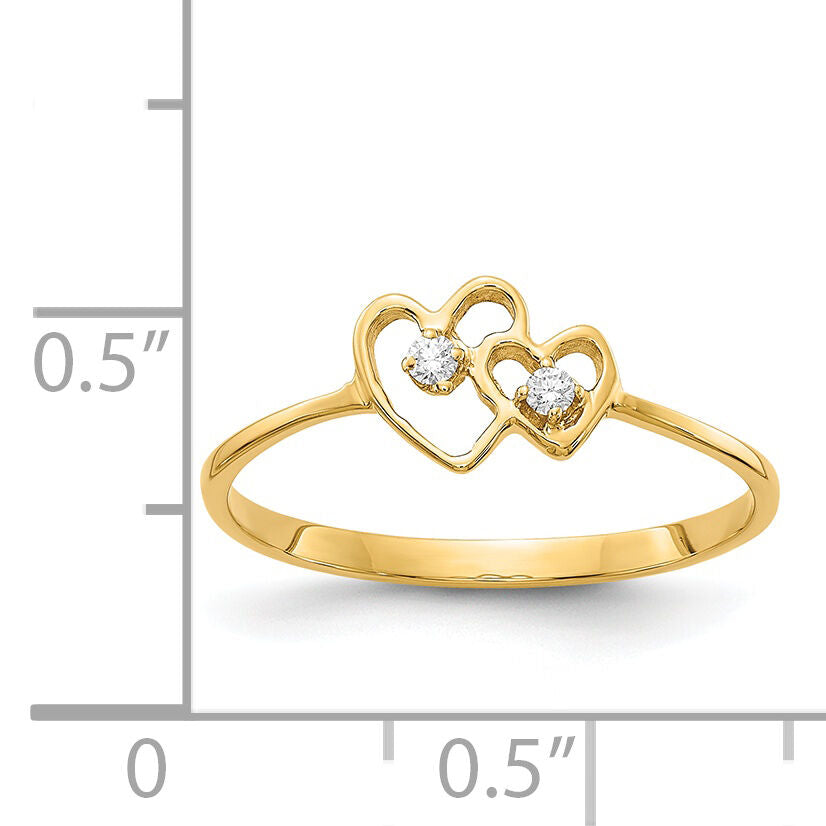 14k Polished AA Diamond heart ring-X9552AA