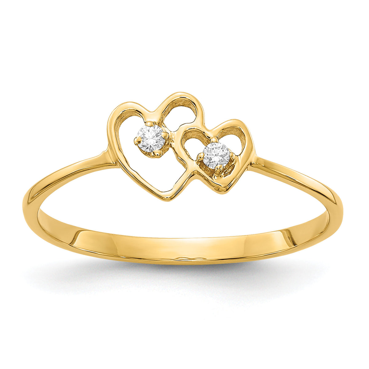 14k Polished AA Diamond heart ring-X9552AA