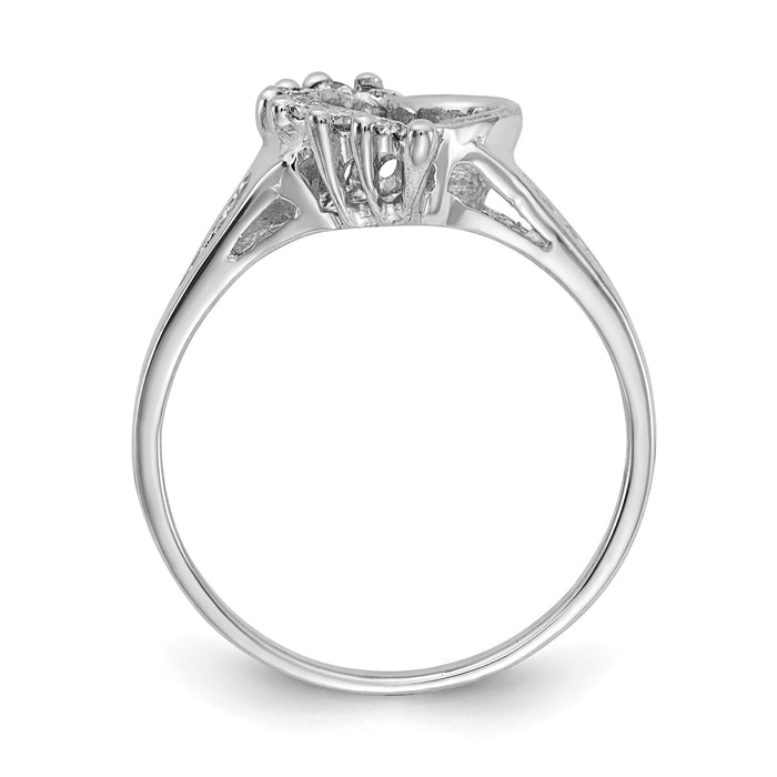 14k White Gold Polished .20ct. Diamond Heart Ring Mounting-X9594