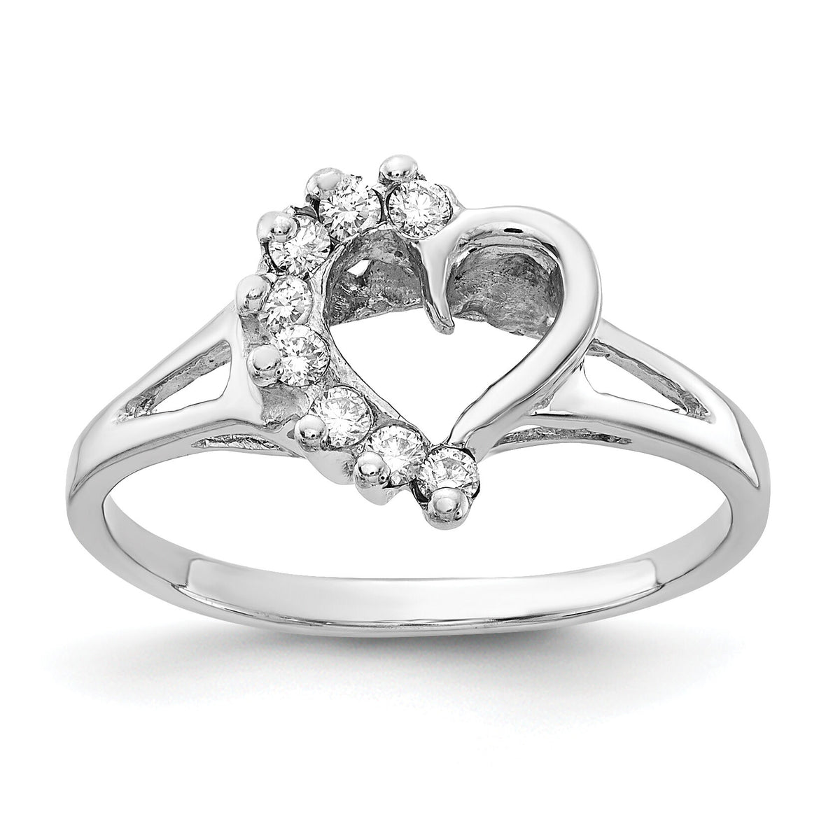 14k White Gold Polished .20ct. Diamond Heart Ring Mounting-X9594