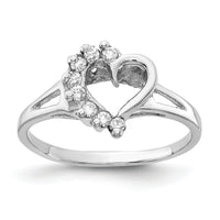 14k White Gold Polished .20ct. Diamond Heart Ring Mounting-X9594