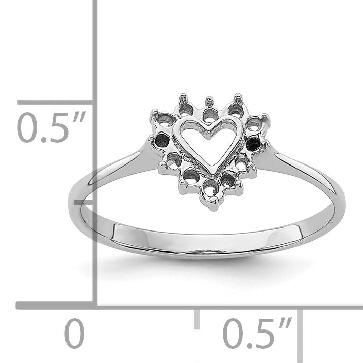 14k White Gold Polished .17ct. Diamond Heart Ring Mounting-X9602