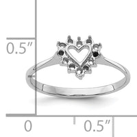 14k White Gold Polished .17ct. Diamond Heart Ring Mounting-X9602