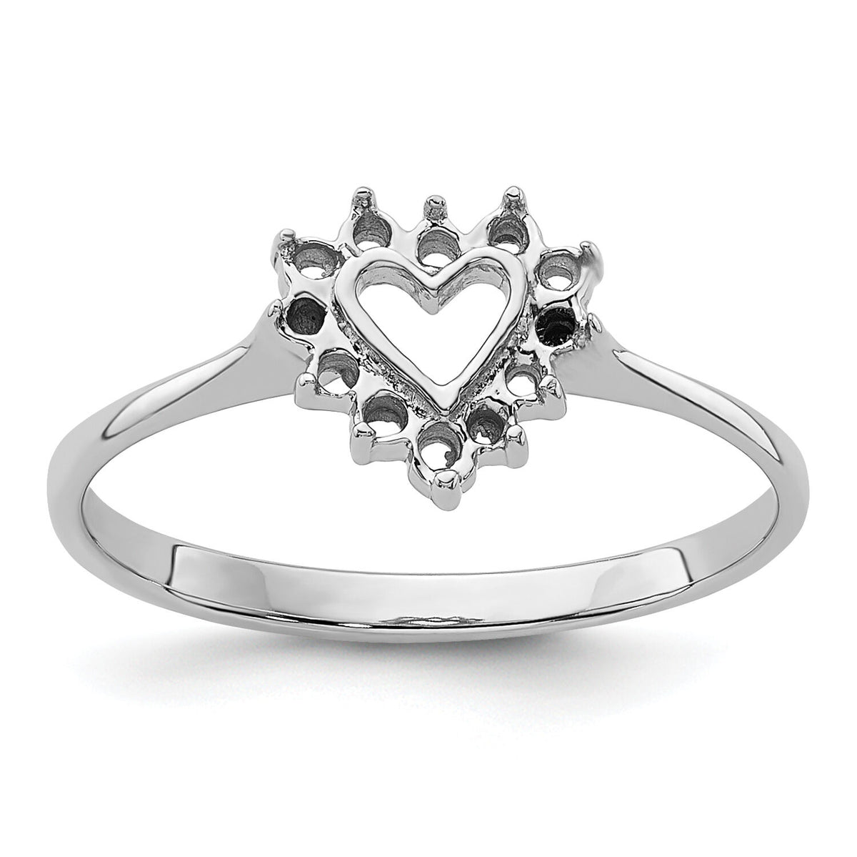 14k White Gold Polished .17ct. Diamond Heart Ring Mounting-X9602