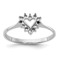 14k White Gold Polished .17ct. Diamond Heart Ring Mounting-X9602