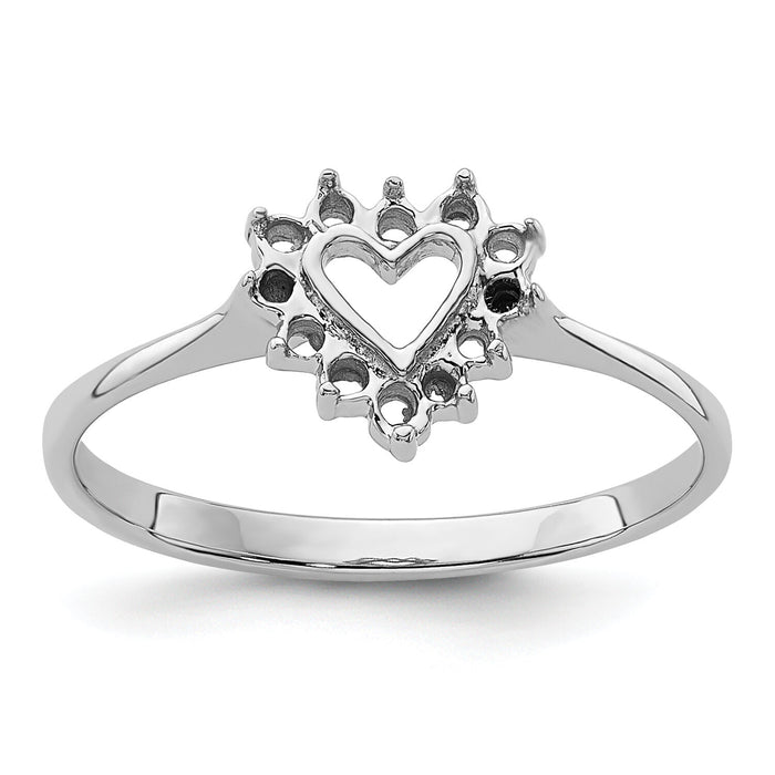14k White Gold Polished .17ct. Diamond Heart Ring Mounting-X9602