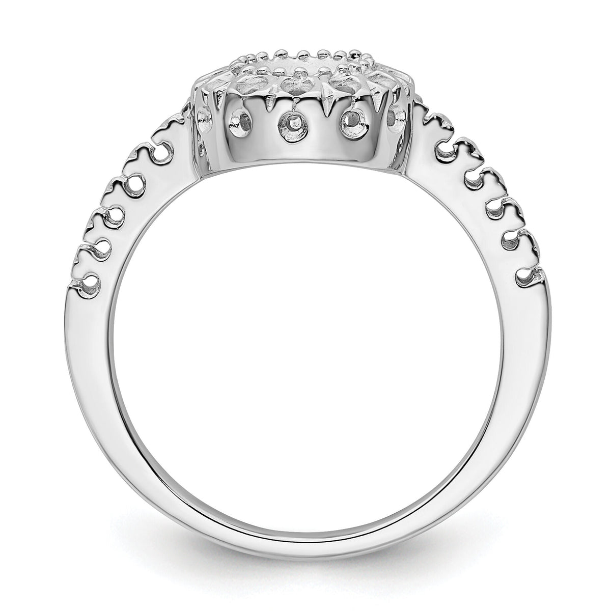 14k White Gold Polished .38ct. Diamond & 5mm Round Gemstone Ring Mounting-X9641