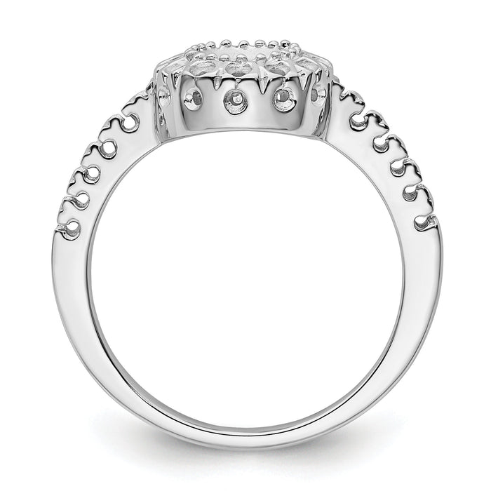 14k White Gold Polished .38ct. Diamond & 5mm Round Gemstone Ring Mounting-X9641