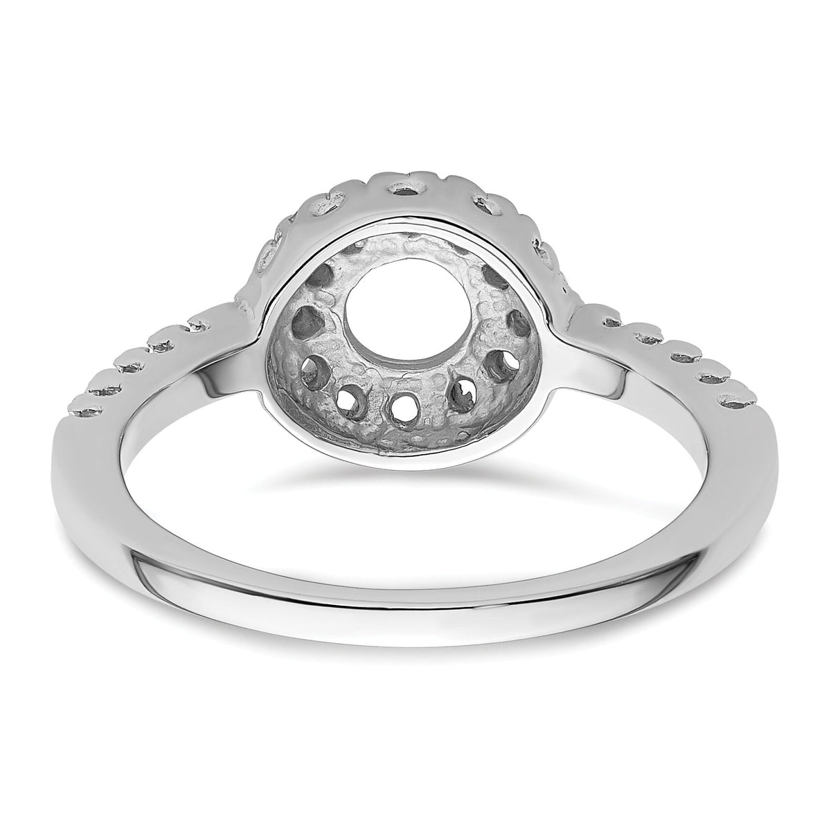 14k White Gold Polished .38ct. Diamond & 5mm Round Gemstone Ring Mounting-X9641