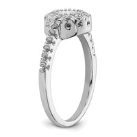 14k White Gold Polished .38ct. Diamond & 5mm Round Gemstone Ring Mounting-X9641