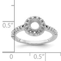 14k White Gold Polished .38ct. Diamond & 5mm Round Gemstone Ring Mounting-X9641