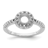 14k White Gold Polished .38ct. Diamond & 5mm Round Gemstone Ring Mounting-X9641