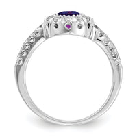 14k White Gold 5mm Amethyst AA Diamond ring-X9641AM/AA