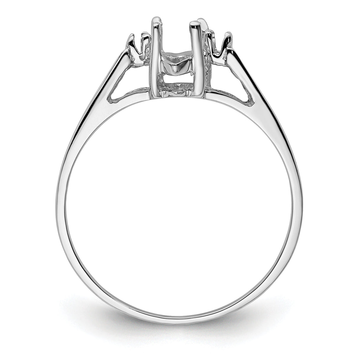 14k White Gold .05ct. Diamond & 8x4 Marquise Gemstone Ring Mounting-X9671
