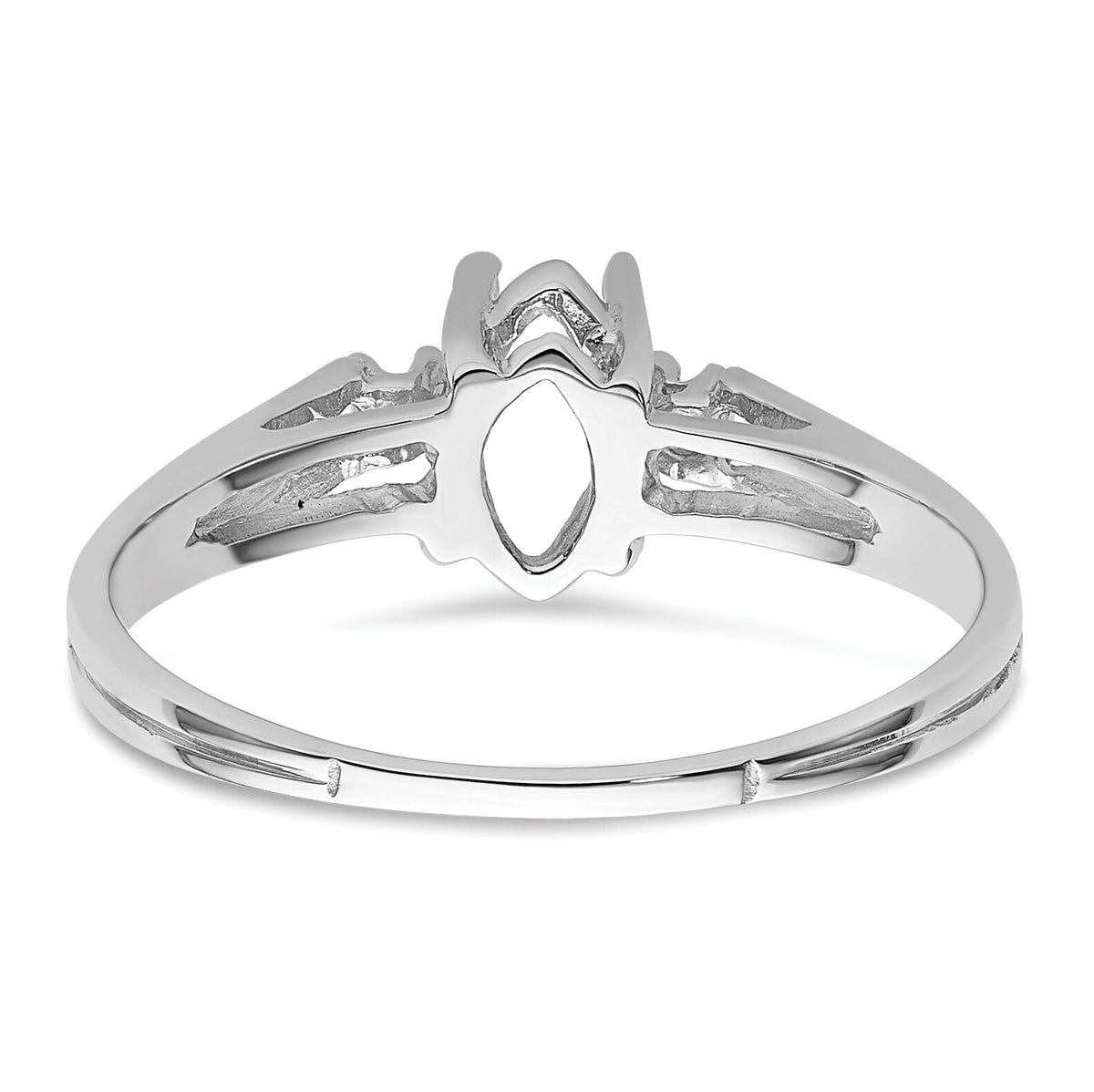 14k White Gold .05ct. Diamond & 8x4 Marquise Gemstone Ring Mounting-X9671