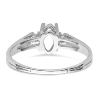 14k White Gold .05ct. Diamond & 8x4 Marquise Gemstone Ring Mounting-X9671