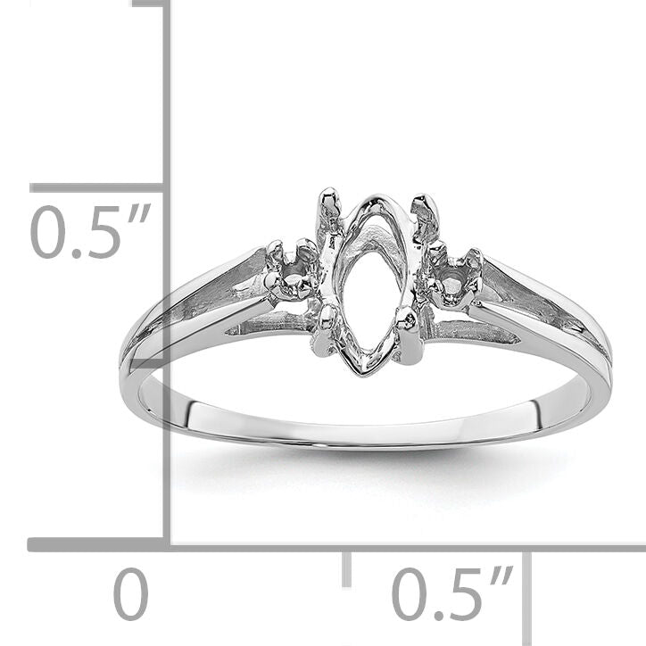 14k White Gold .05ct. Diamond & 8x4 Marquise Gemstone Ring Mounting-X9671