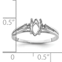 14k White Gold .05ct. Diamond & 8x4 Marquise Gemstone Ring Mounting-X9671