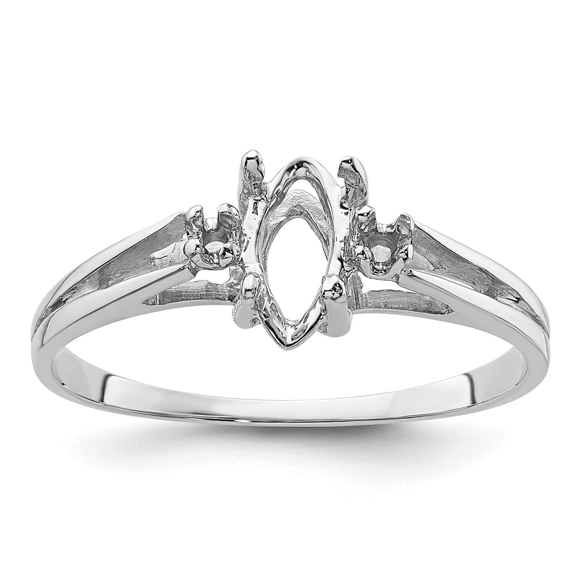 14k White Gold .05ct. Diamond & 8x4 Marquise Gemstone Ring Mounting-X9671
