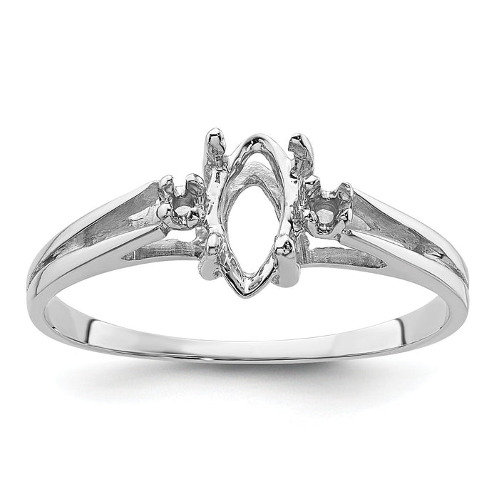 14k White Gold .05ct. Diamond & 8x4 Marquise Gemstone Ring Mounting-X9671