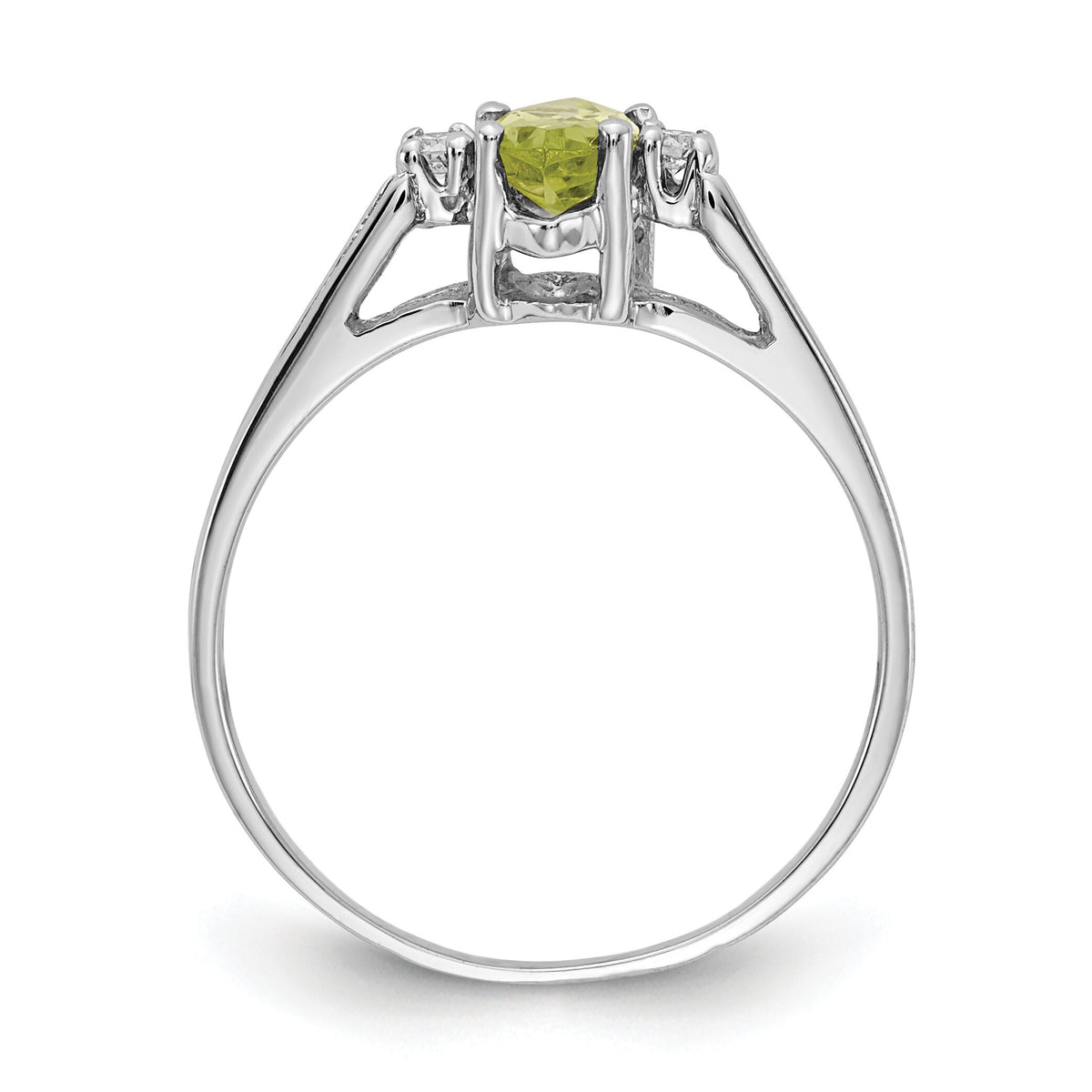 14k White Gold 8x4mm Marquise Peridot AA Diamond ring-X9671PE/AA