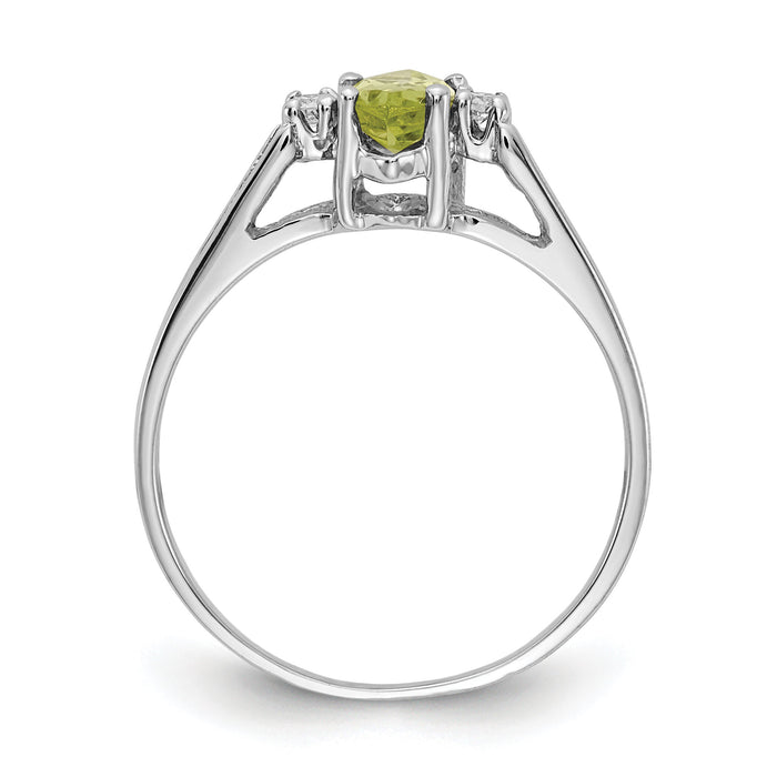 14k White Gold 8x4mm Marquise Peridot AA Diamond ring-X9671PE/AA