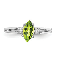14k White Gold 8x4mm Marquise Peridot AA Diamond ring-X9671PE/AA