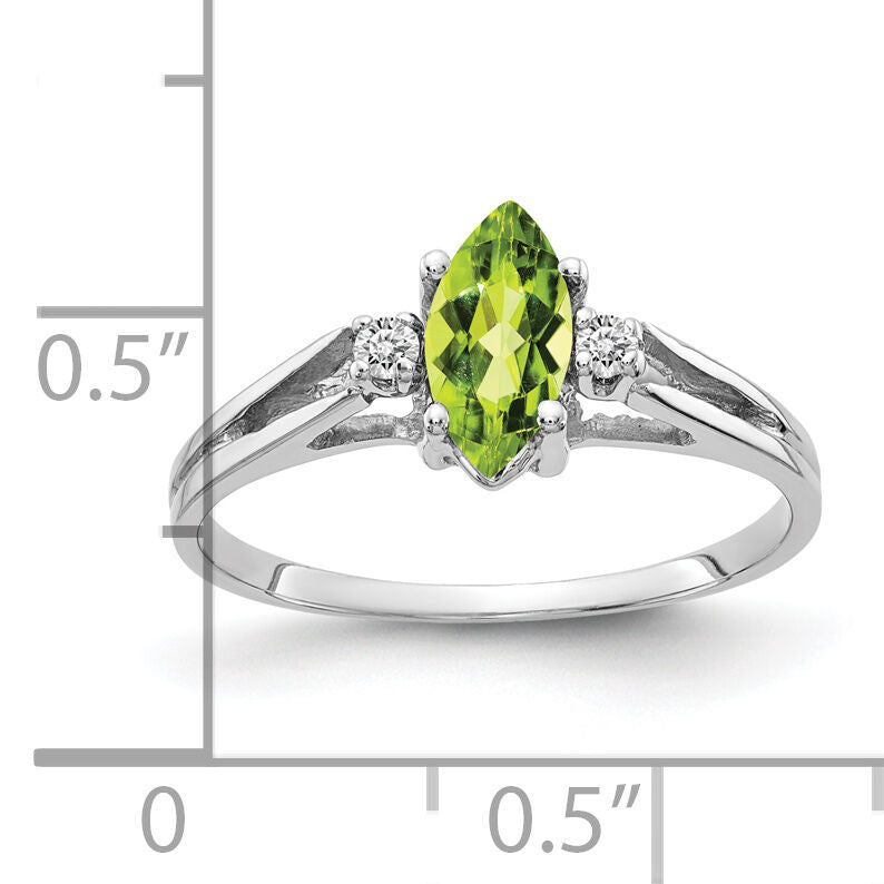 14k White Gold 8x4mm Marquise Peridot AA Diamond ring-X9671PE/AA