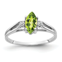 14k White Gold 8x4mm Marquise Peridot AA Diamond ring-X9671PE/AA