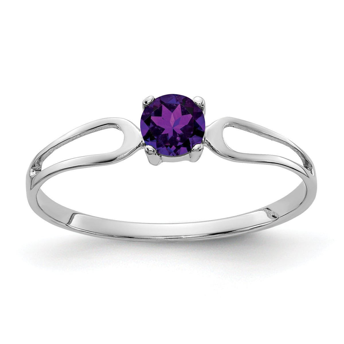 14k White Gold 4mm Amethyst ring-X9673AM