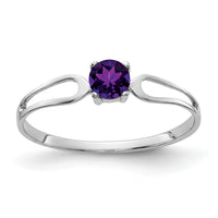 14k White Gold 4mm Amethyst ring-X9673AM