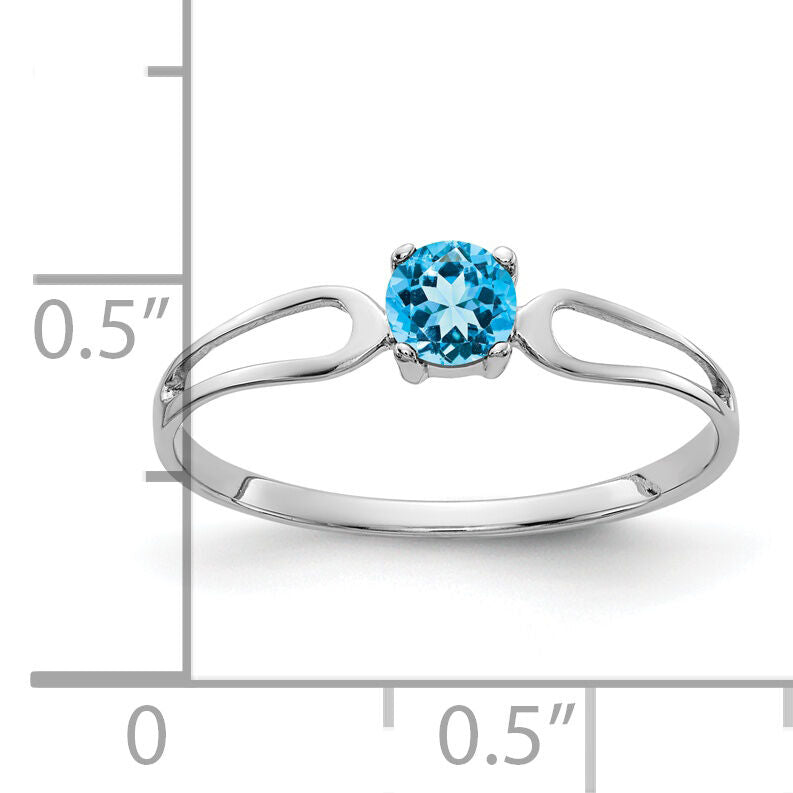 14k White Gold 4mm Blue Topaz ring-X9673BT