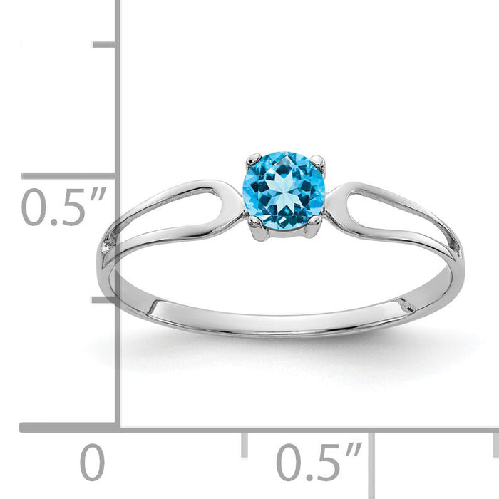 14k White Gold 4mm Blue Topaz ring-X9673BT