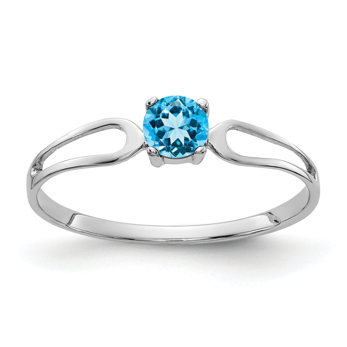 14k White Gold 4mm Blue Topaz ring-X9673BT