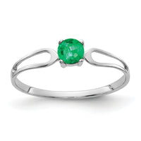 14k White Gold 4mm Emerald ring-X9673E