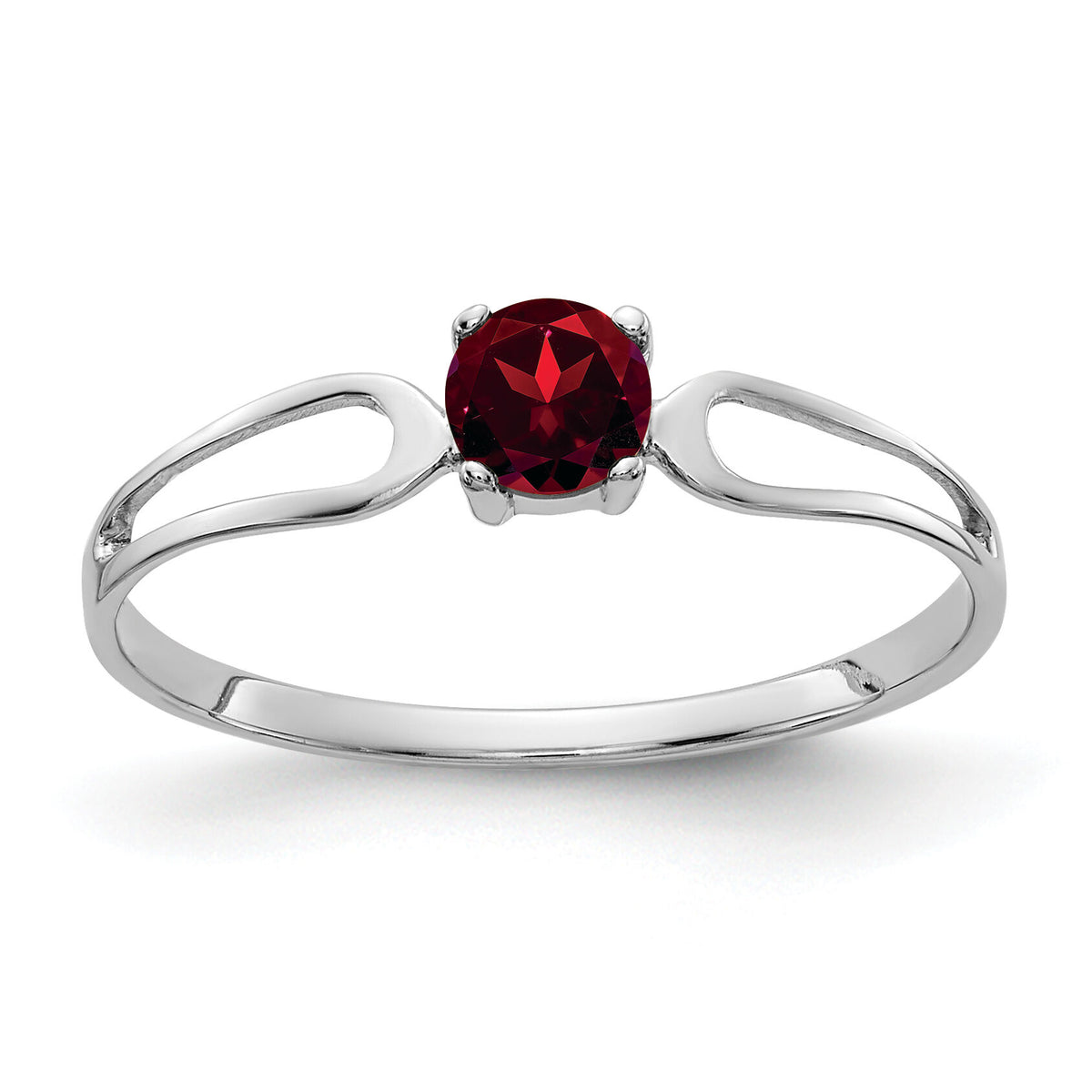 14k White Gold 4mm Garnet ring-X9673GA