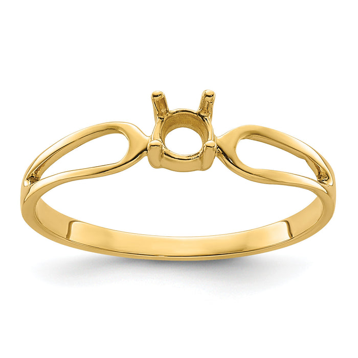 14k Polished 4mm Round Gemstone Ring Mounting-X9674
