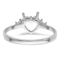 14k White Gold .02ct. Diamond / 7mm Heart Gemstone Ring Mounting-X9681