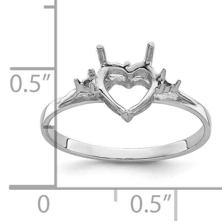 14k White Gold .02ct. Diamond / 7mm Heart Gemstone Ring Mounting-X9681