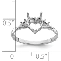 14k White Gold .02ct. Diamond / 7mm Heart Gemstone Ring Mounting-X9681