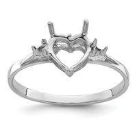 14k White Gold .02ct. Diamond / 7mm Heart Gemstone Ring Mounting-X9681