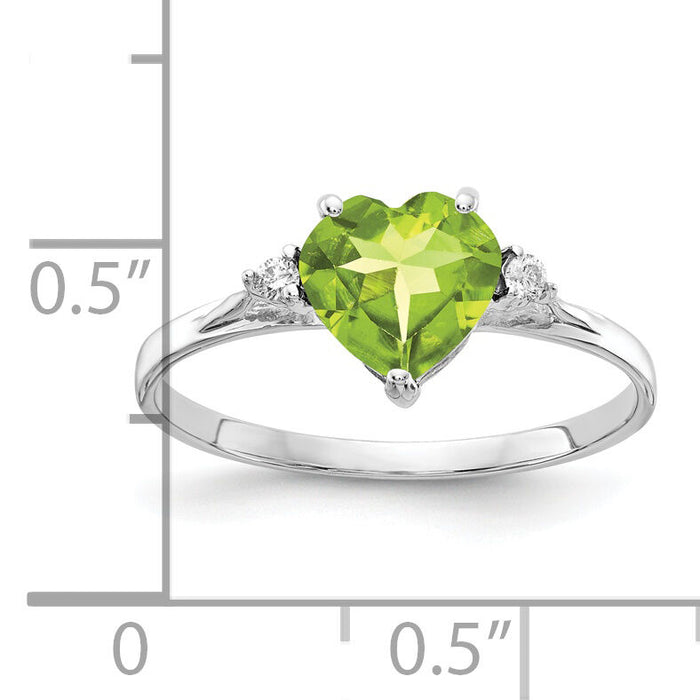 14k White Gold 7mm Heart Peridot AA Diamond ring-X9681PE/AA