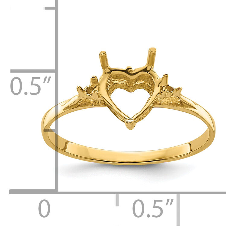 14k Polished 7mm Heart Gemstone Ring Mounting-X9682