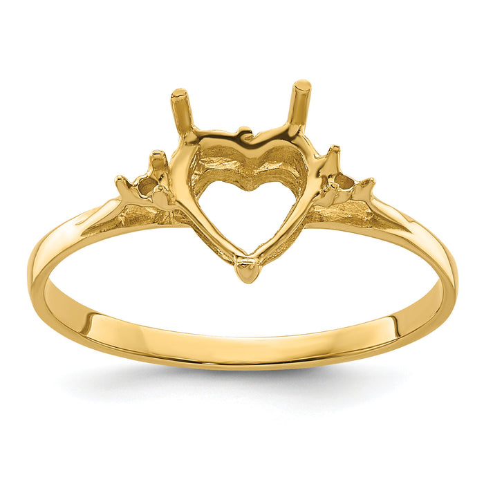 14k Polished 7mm Heart Gemstone Ring Mounting-X9682