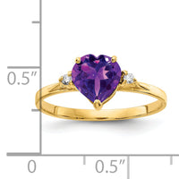 14k 7mm Heart Amethyst AA Diamond ring-X9682AM/AA