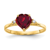 14k 7mm Heart Created Ruby AA Diamond ring-X9682CR/AA