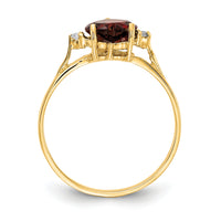 14k 7mm Heart Garnet AA Diamond ring-X9682GA/AA