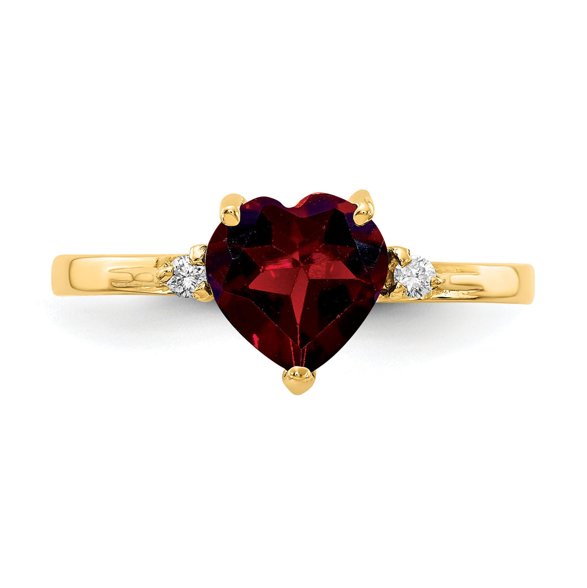 14k 7mm Heart Garnet AA Diamond ring-X9682GA/AA
