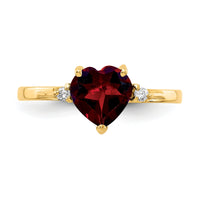 14k 7mm Heart Garnet AA Diamond ring-X9682GA/AA
